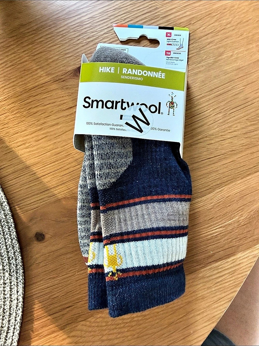 Unisex Smartwool Hike Light Cushion Striped Mid Crew Socks Blue & Gray XL/TG